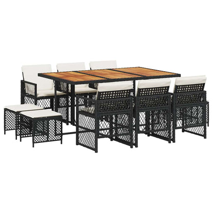 Garden Dining Set Black, Cream White