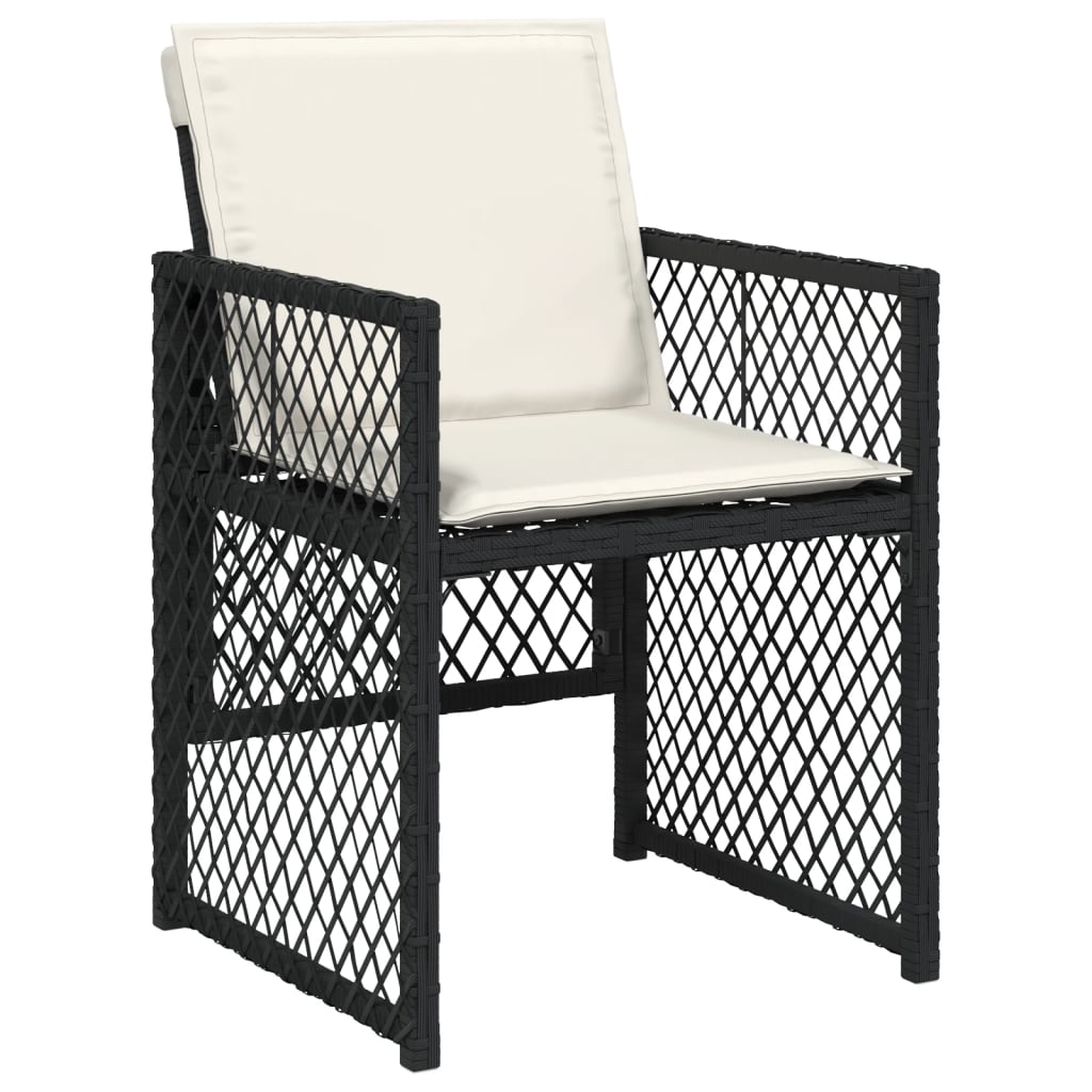 Garden Dining Set Black, Cream White