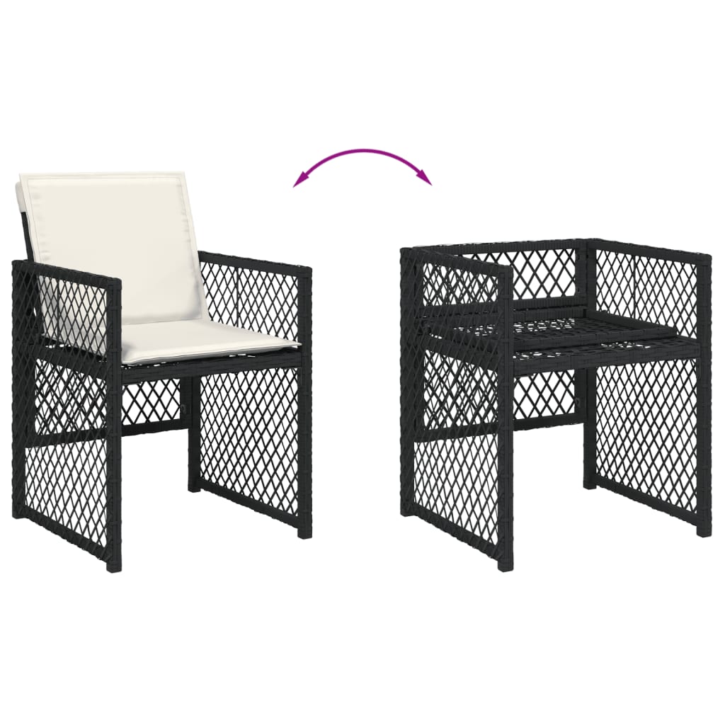 Garden Dining Set Black, Cream White