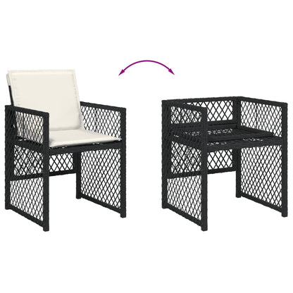 Garden Dining Set Black, Cream White
