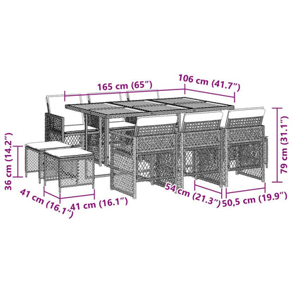 Garden Dining Set Black, Cream White