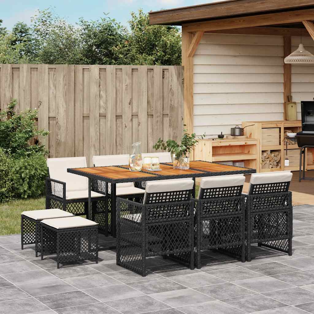 Garden Dining Set Black, Cream White