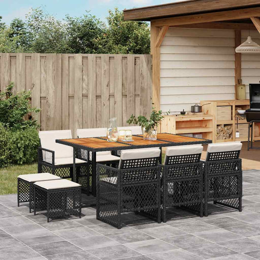 Garden Dining Set Black, Cream White