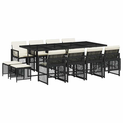 Garden Dining Set Black, Cream white