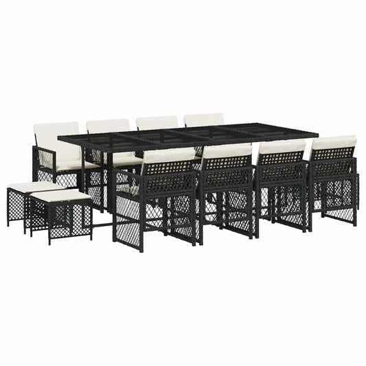 Garden Dining Set Black, Cream white