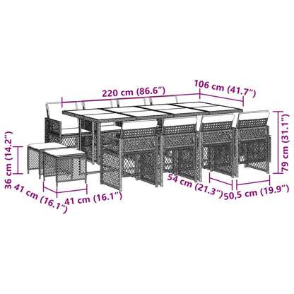 Garden Dining Set Black, Cream white