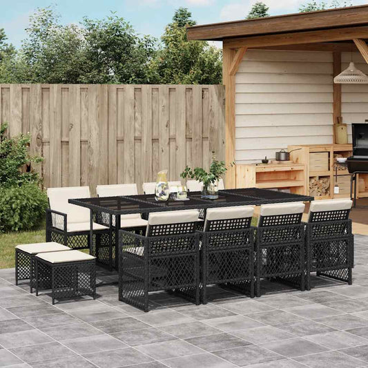 Garden Dining Set Black, Cream white