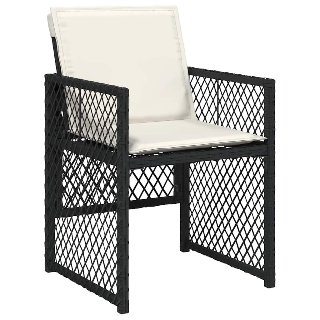 Garden Dining Set Black PE Rattan Large Foldable