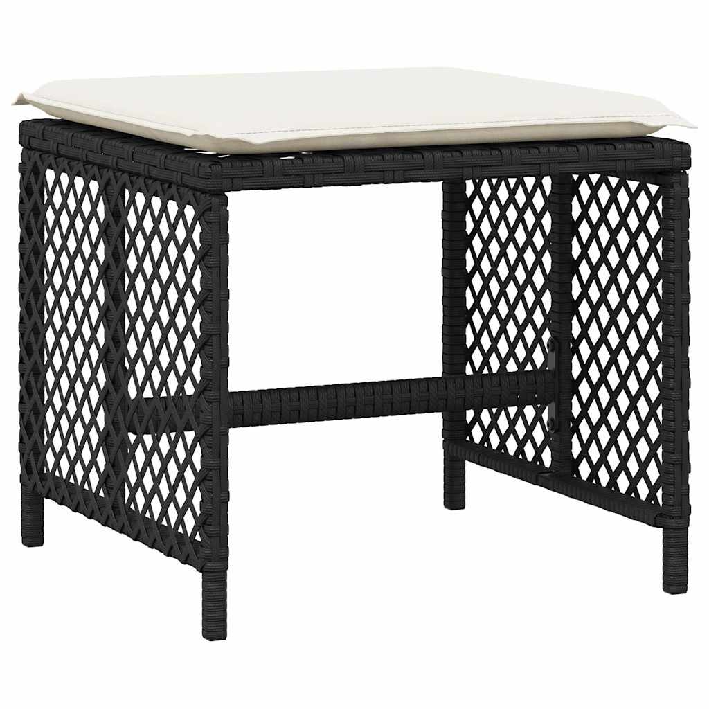 Garden Dining Set Black PE Rattan Large Foldable