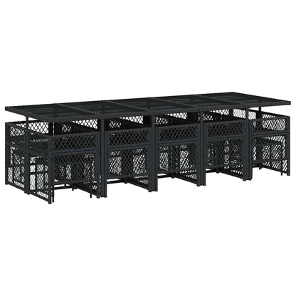Garden Dining Set Black PE Rattan Large Foldable