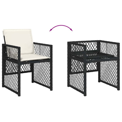Garden Dining Set Black, Cream White