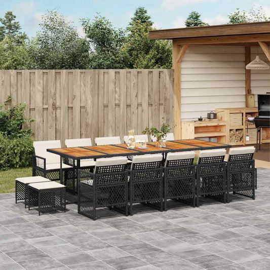 Garden Dining Set Black, Cream White
