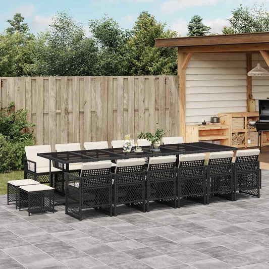 Garden Dining Set Black, Cream White