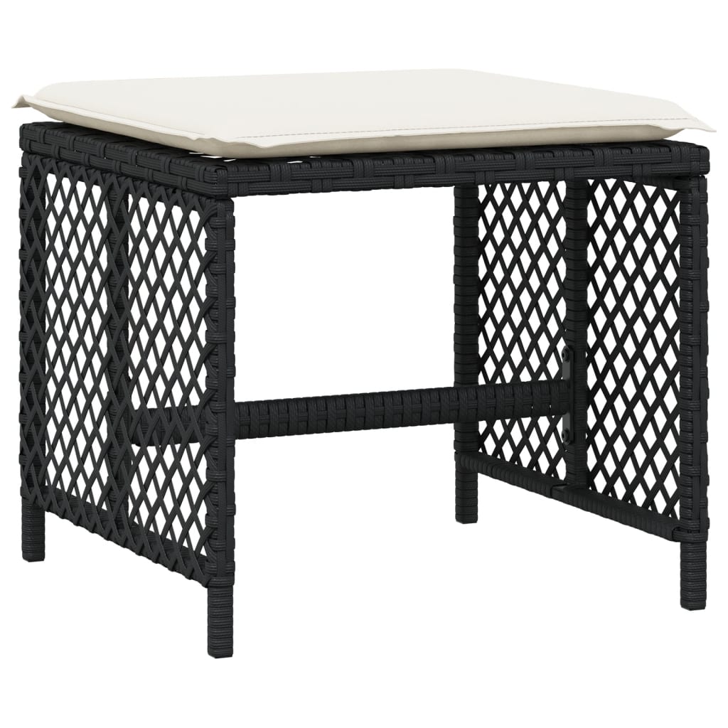 Garden Dining Set Black PE Rattan, Steel, Acacia Wood Large