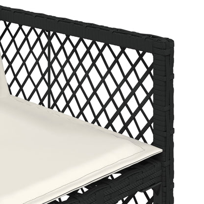 Garden Dining Set Black PE Rattan, Steel, Acacia Wood Large