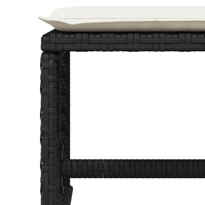 Garden Dining Set Black PE Rattan, Steel, Acacia Wood Large