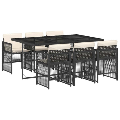 Garden Dining Set Black, Cream White