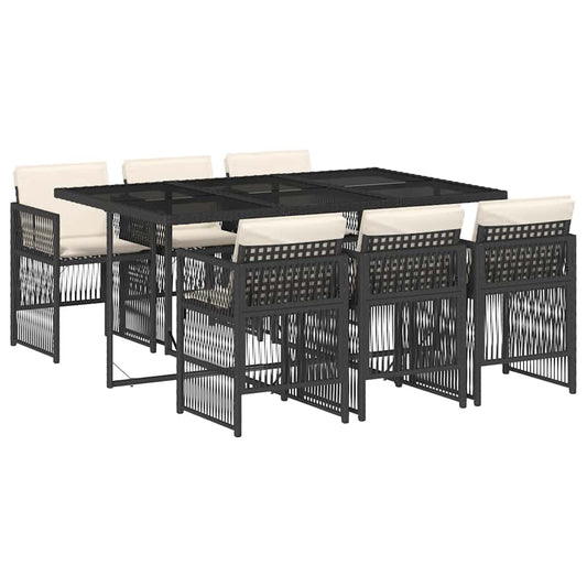 Garden Dining Set Black, Cream White