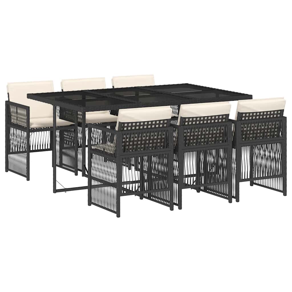 Garden Dining Set Black, Cream White