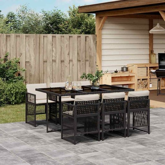 Garden Dining Set Black, Cream White