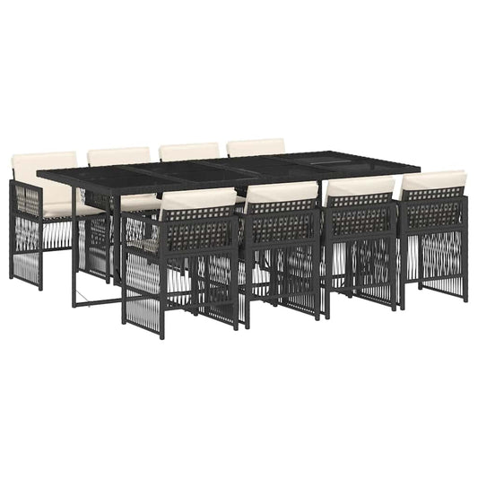 Garden Dining Set Black and cream white