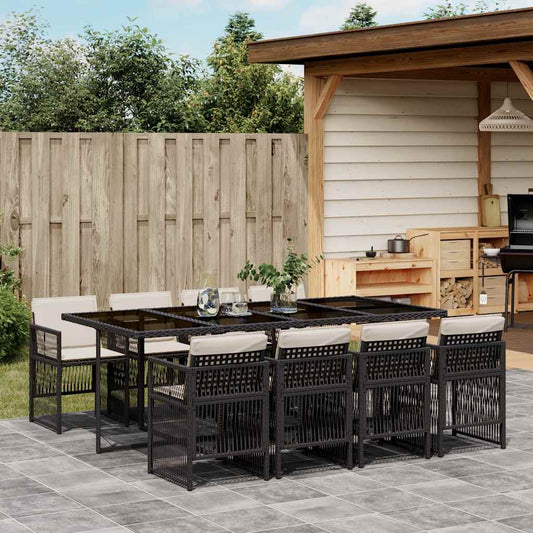 Garden Dining Set Black and cream white