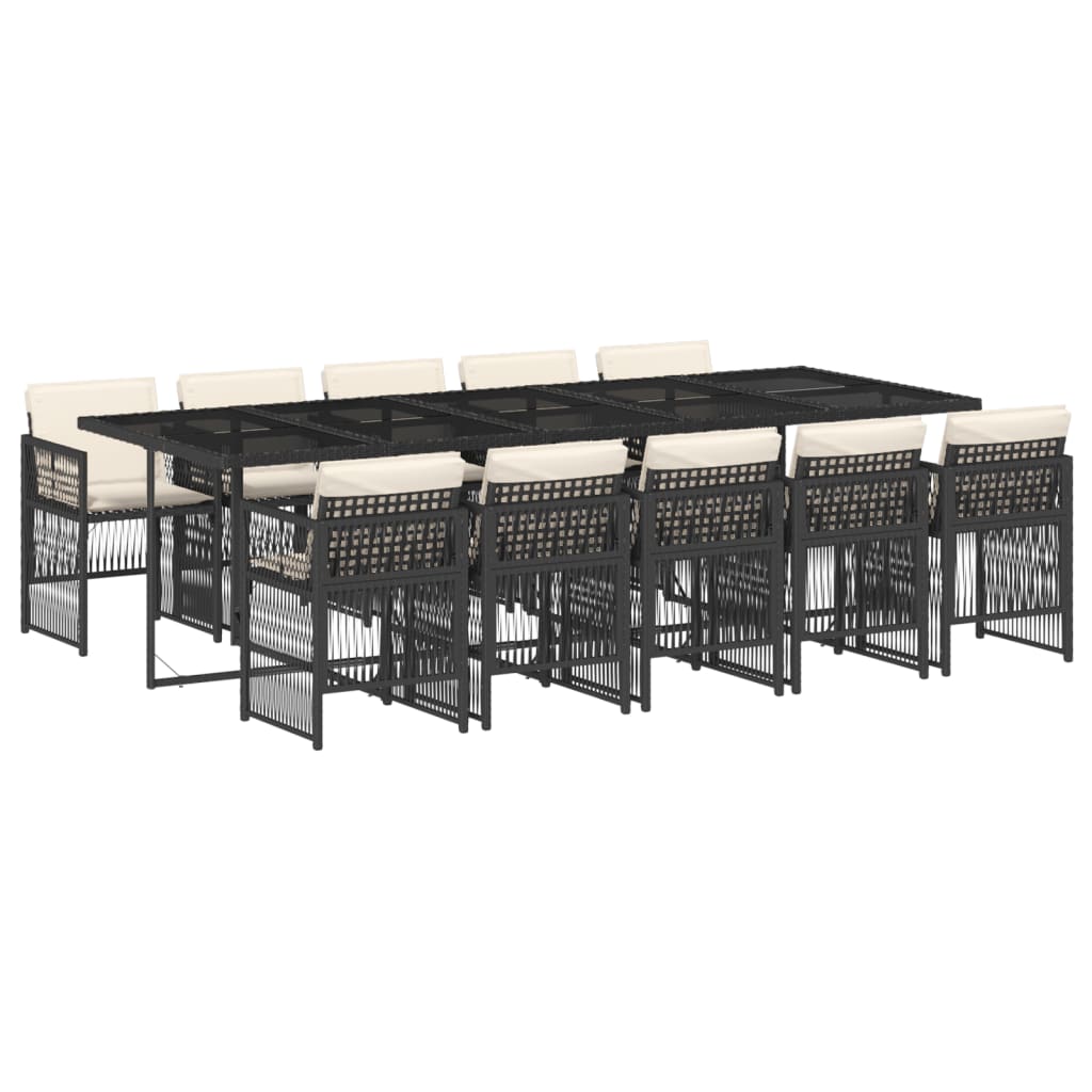 Garden Dining Set Black, Cream White