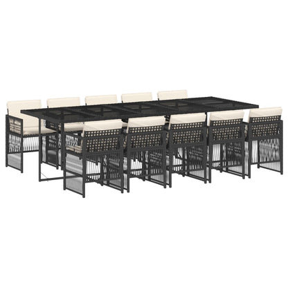 Garden Dining Set Black, Cream White