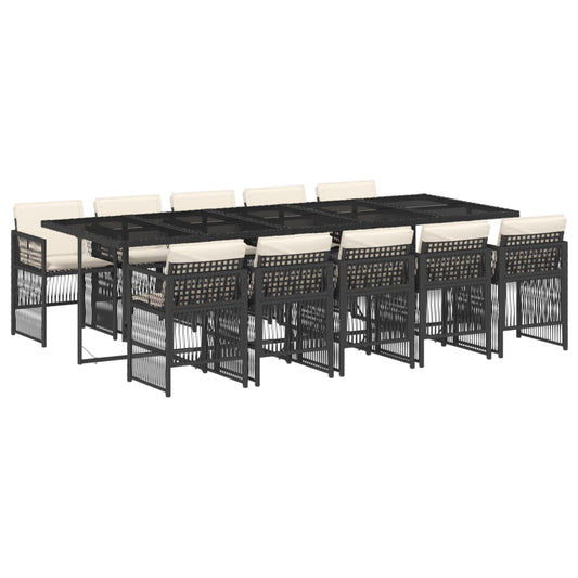 Garden Dining Set Black, Cream White