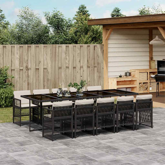 Garden Dining Set Black, Cream White