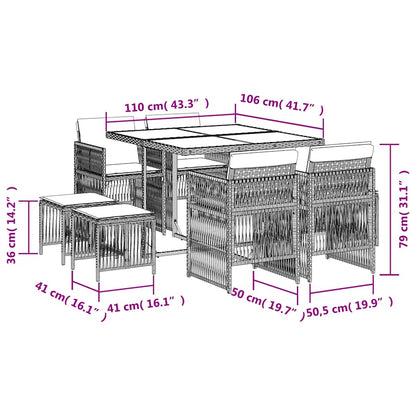 Garden Dining Set Black