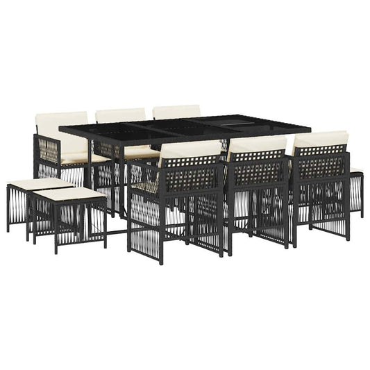 Garden Dining Set Black Poly Rattan 10-seater Foldable