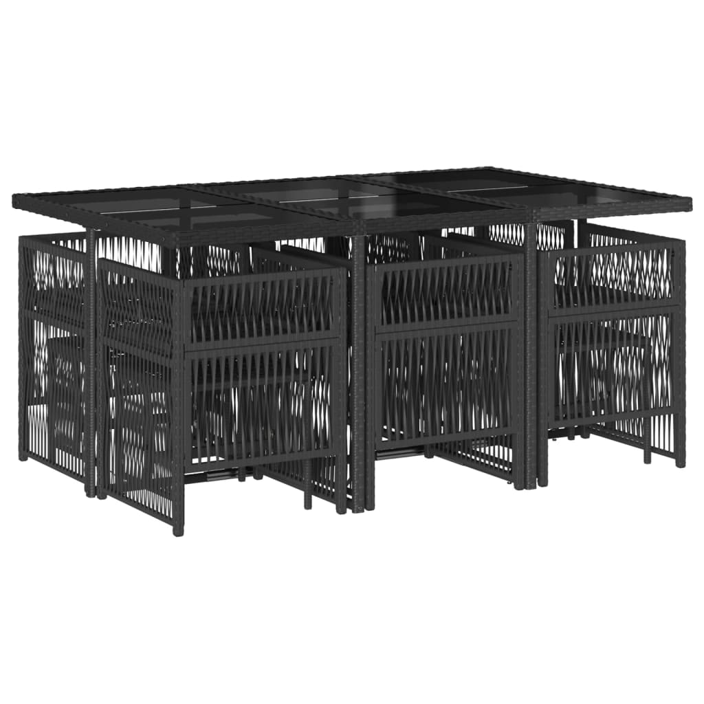 Garden Dining Set Black Poly Rattan 10-seater Foldable