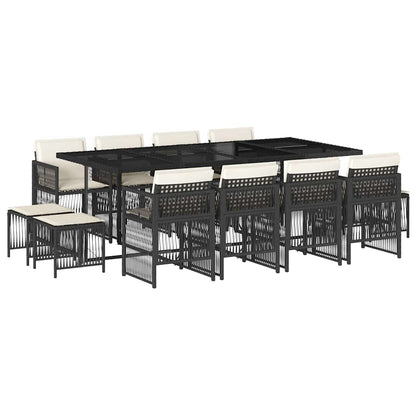 Garden Dining Set Black and Cream White