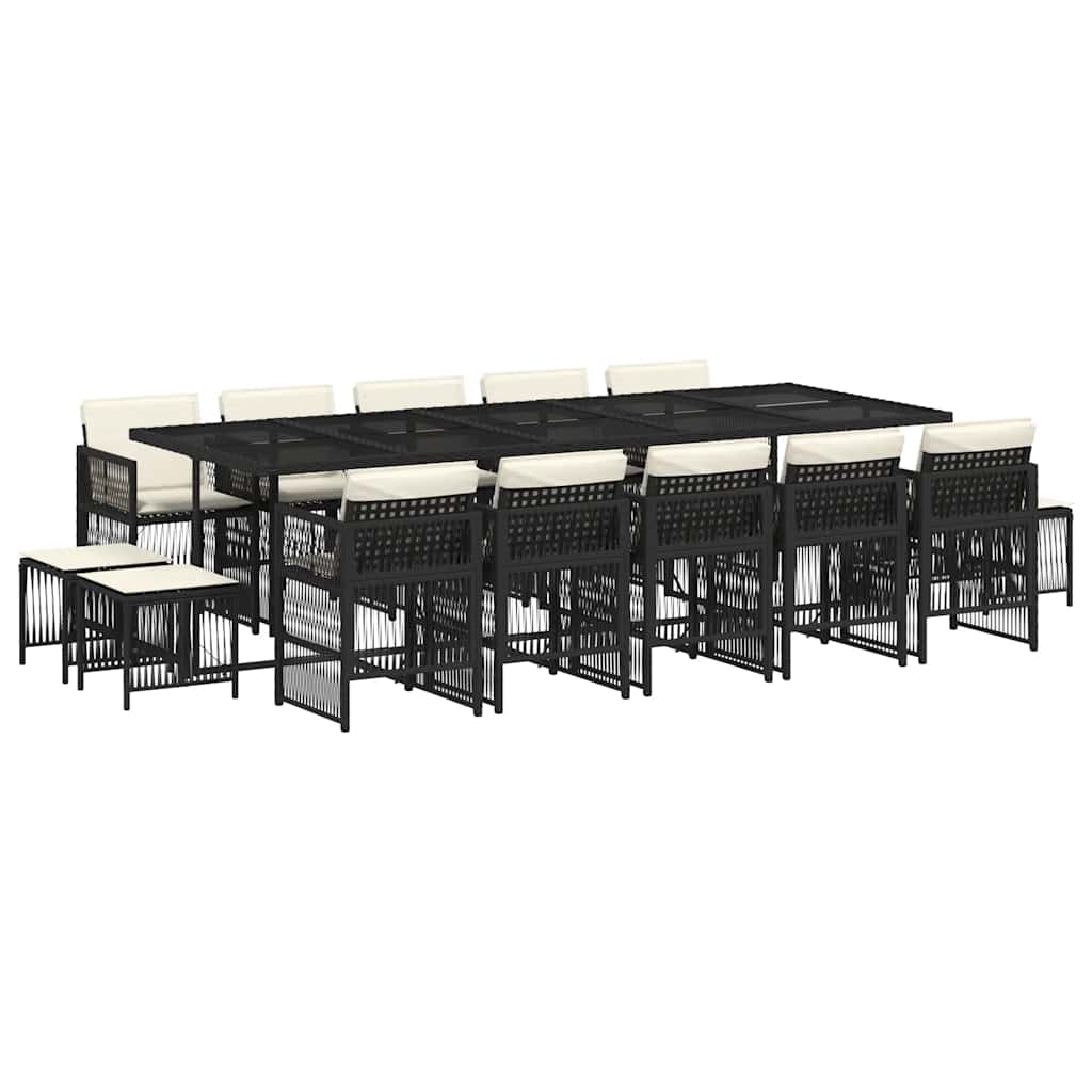 Garden Dining Set Black PE rattan Large Foldable