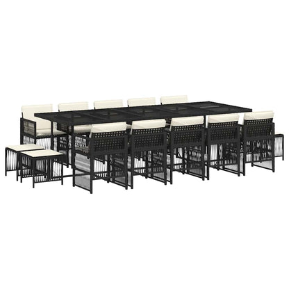 Garden Dining Set Black PE rattan Large Foldable