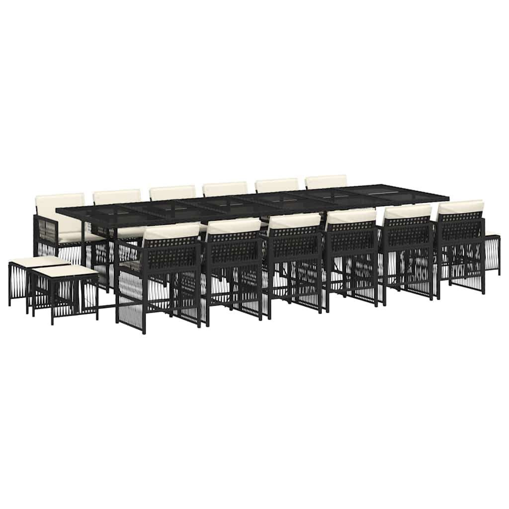 Garden Dining Set Black, Cream White