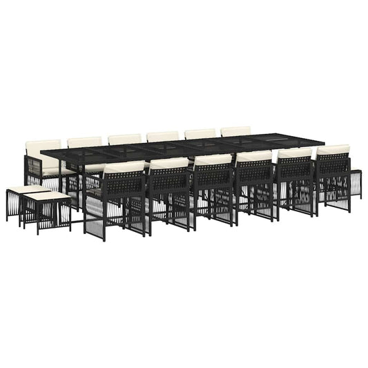 Garden Dining Set Black, Cream White