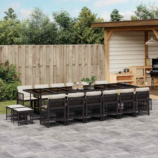 Garden Dining Set Black, Cream White