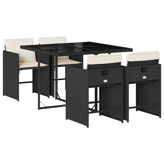 Garden Dining Set Black and cream white