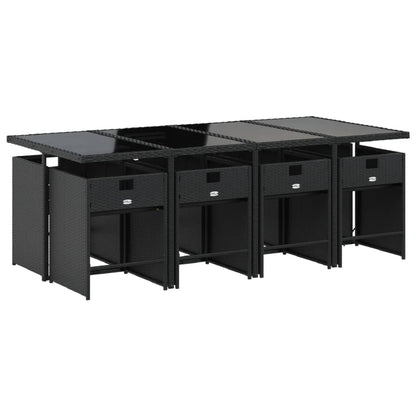 Garden Dining Set Black PE Rattan 8-seater Foldable