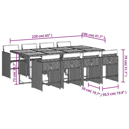 Garden Dining Set Black and Cream