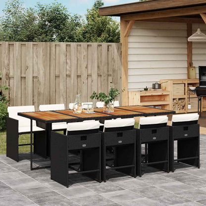 Garden Dining Set Black and Cream