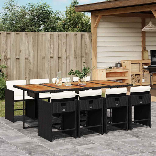 Garden Dining Set Black and Cream