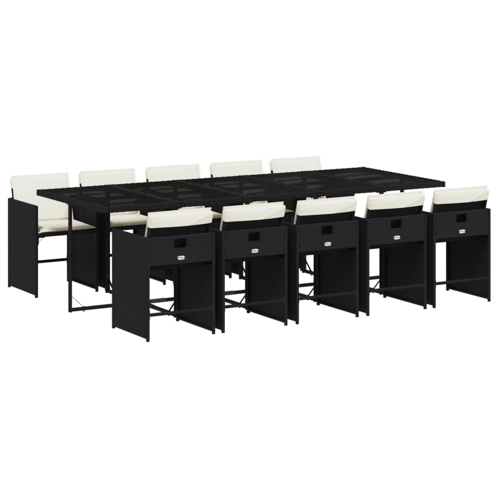 Garden Dining Set Black, Cream White