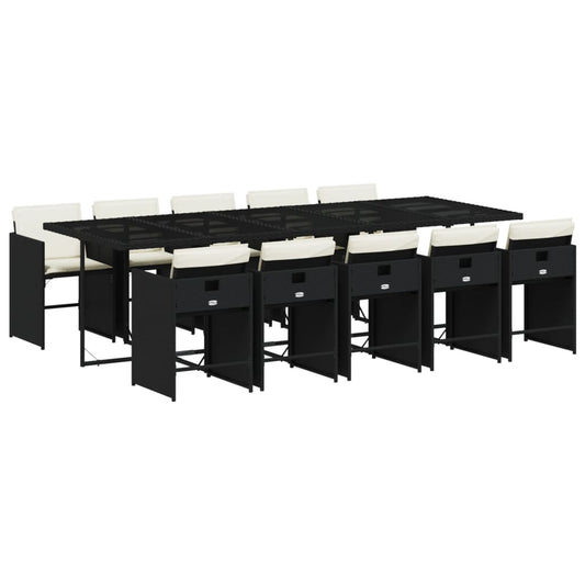 Garden Dining Set Black, Cream White