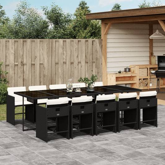 Garden Dining Set Black, Cream White