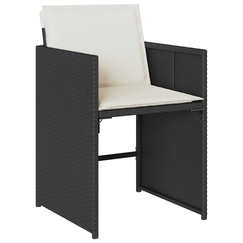 Garden Dining Set Black PE Rattan 11 Piece Foldable
