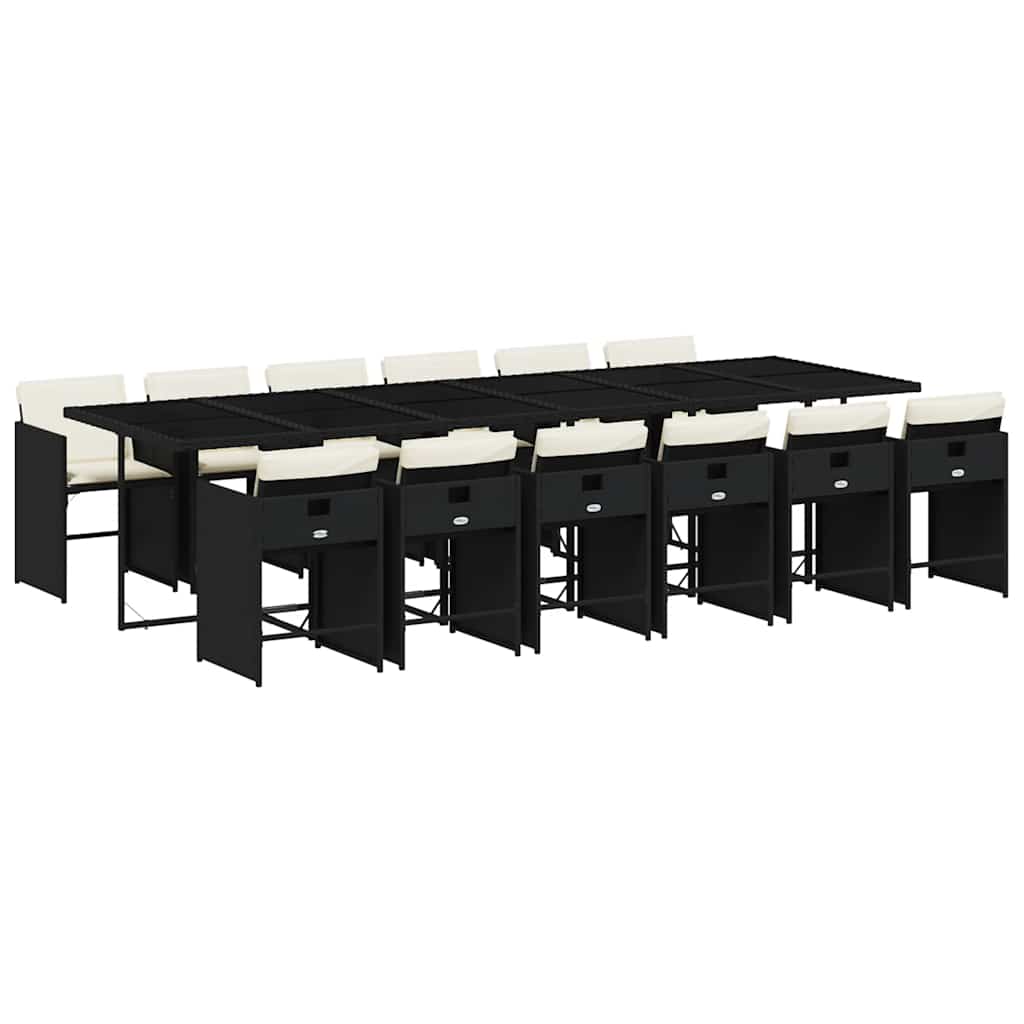 Garden Dining Set Black, Cream White PE rattan 12-seater
