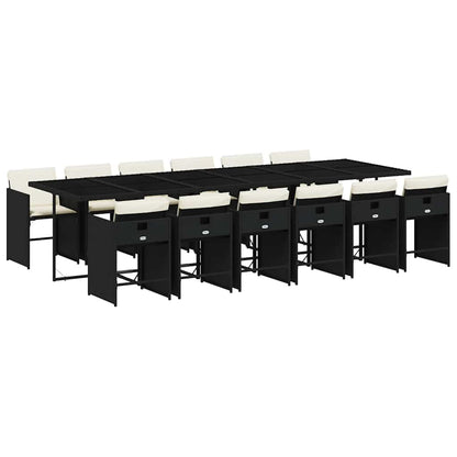 Garden Dining Set Black, Cream White PE rattan 12-seater